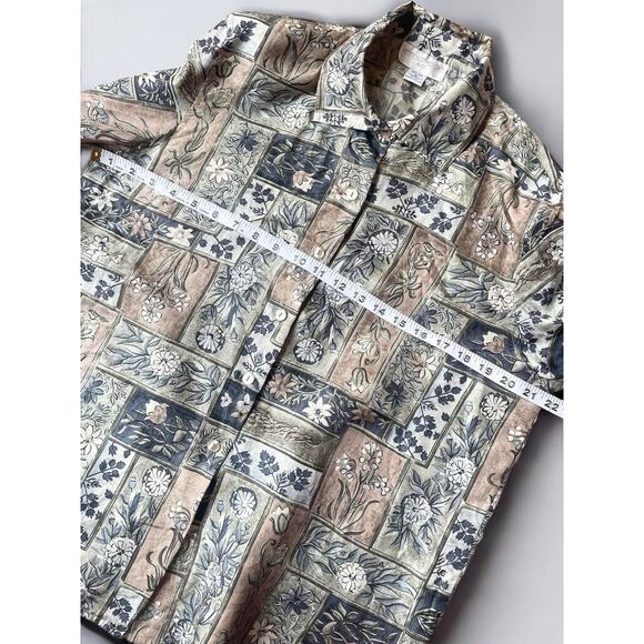 Vintage Silk Floral Blouse L Cottagecore Artsy Grandmacore Shirt Boho 90s Top - Picture 3 of 7